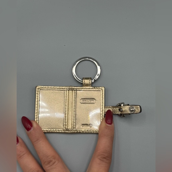 Coach Signature Canvas Picture Frame Keychain – Holds 2 Photos